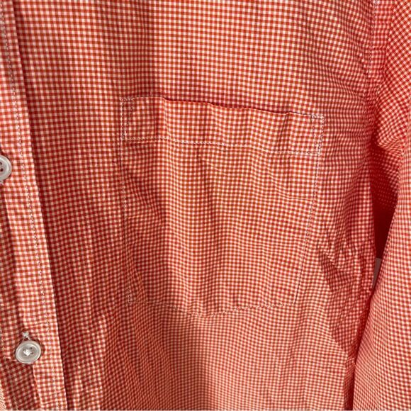 J.Crew Orange Micro Check Gingham Long Sleeve Cotton Button Down Dress Shirt - Picture 5 of 7